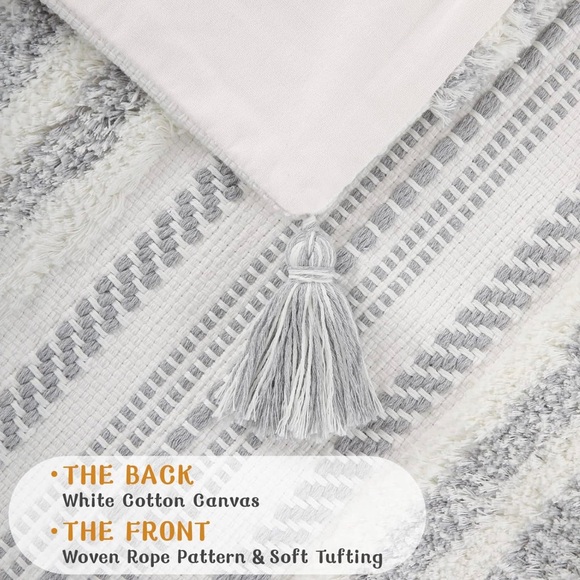 Decor Uhome Boho Lumbar Pillow Cover with Miulee Pillow Inserts 12x20 inch - Picture 3 of 7